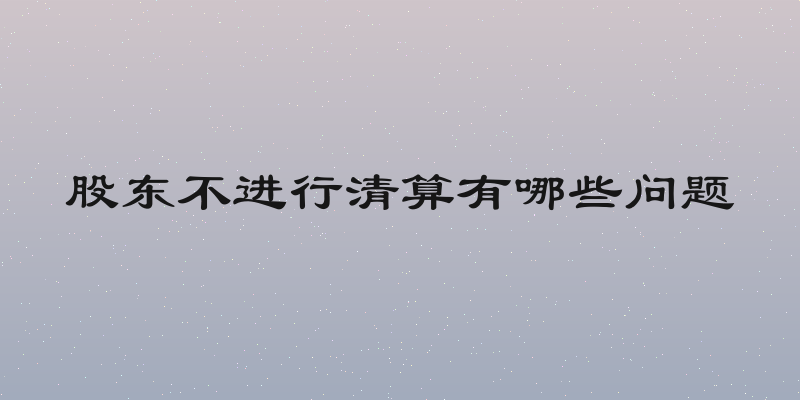 股东不进行清算有哪些问题