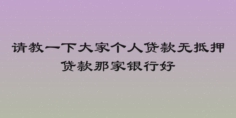 请教一下大家个人贷款无抵押贷款那家银行好