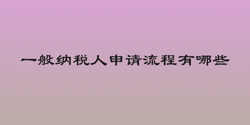 一般纳税人申请流程有哪些