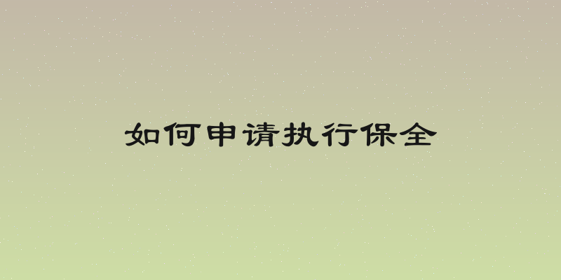 如何申请执行保全
