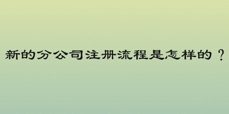新的分公司注册流程是怎样的？