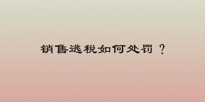销售逃税如何处罚？