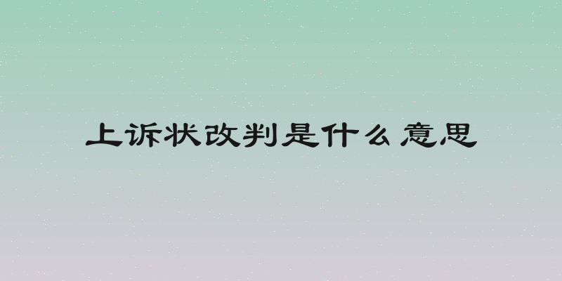 上诉状改判是什么意思