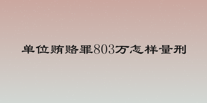 单位贿赂罪803万怎样量刑