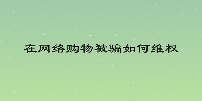 在网络购物被骗如何维权