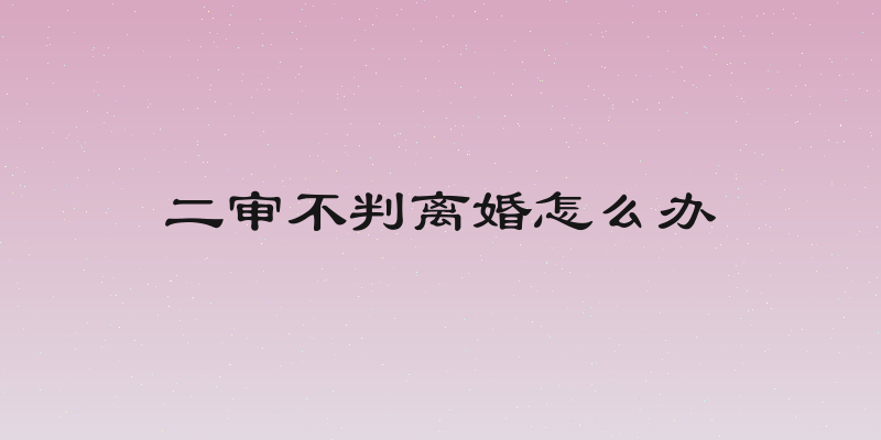 二审不判离婚怎么办