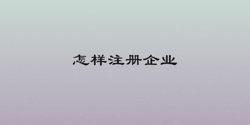 怎样注册企业