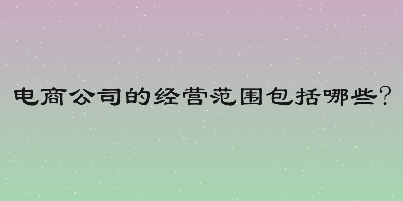 电商公司的经营范围包括哪些?