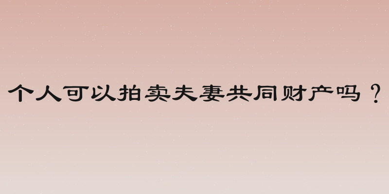 个人可以拍卖夫妻共同财产吗？
