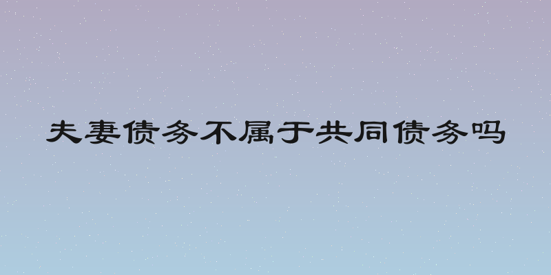夫妻债务不属于共同债务吗