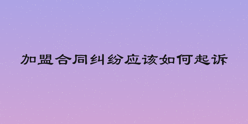 加盟合同纠纷应该如何起诉