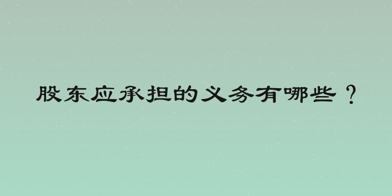 股东应承担的义务有哪些？