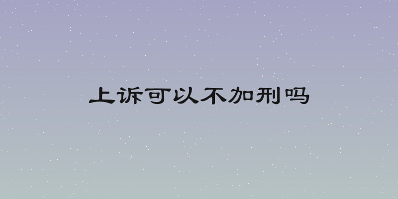 上诉可以不加刑吗