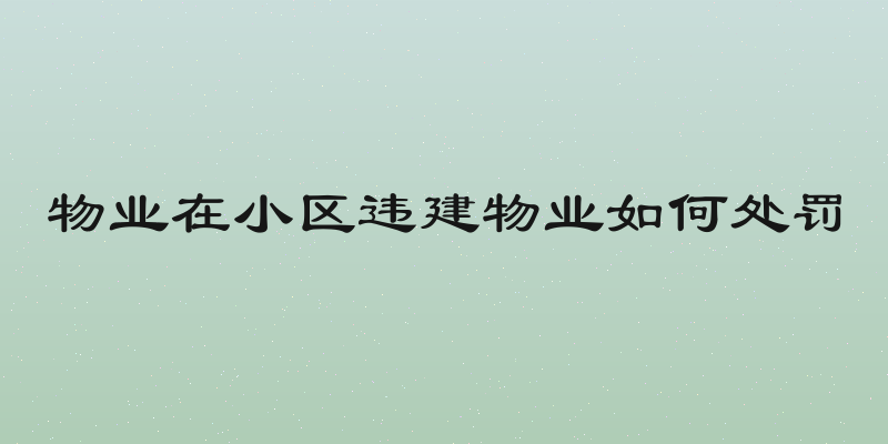 物业在小区违建物业如何处罚