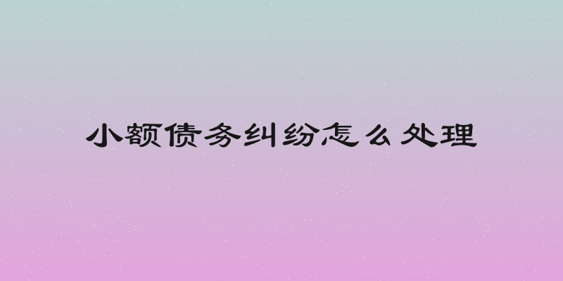 小额债务纠纷怎么处理