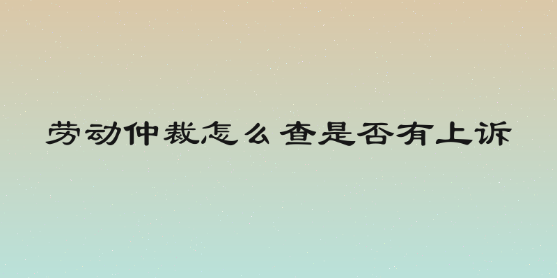 劳动仲裁怎么查是否有上诉