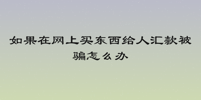如果在网上买东西给人汇款被骗怎么办