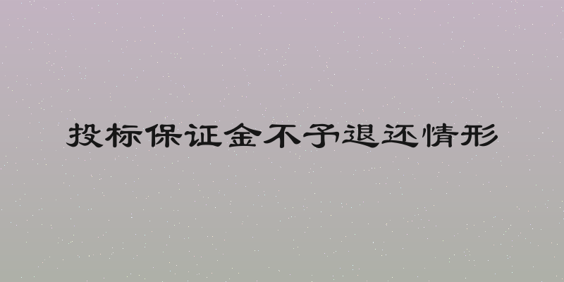 投标保证金不予退还情形