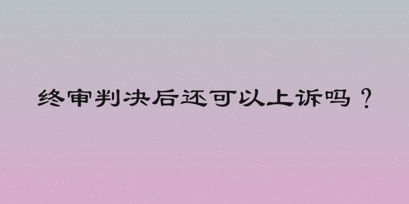 终审判决后还可以上诉吗？