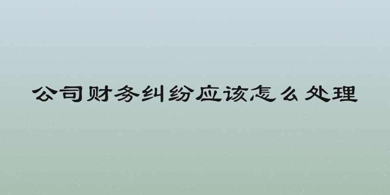 公司财务纠纷应该怎么处理