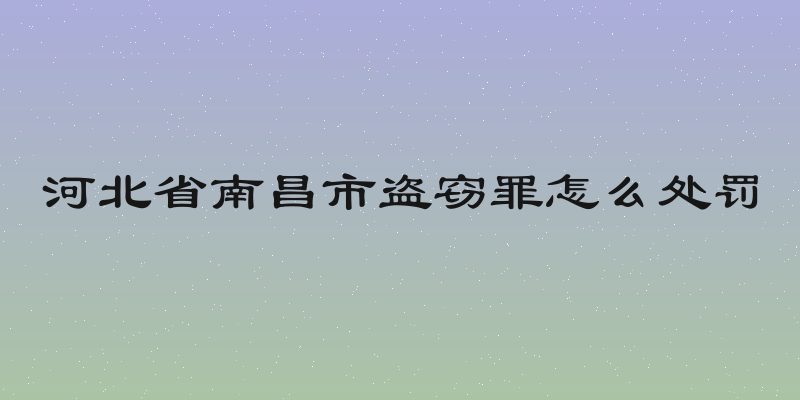 河北省南昌市盗窃罪怎么处罚