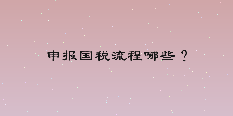 申报国税流程哪些？