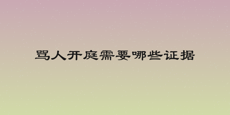 骂人开庭需要哪些证据