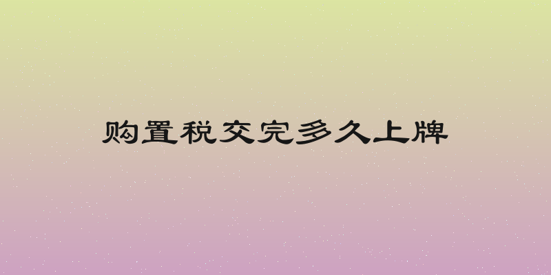 购置税交完多久上牌