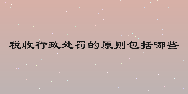 税收行政处罚的原则包括哪些