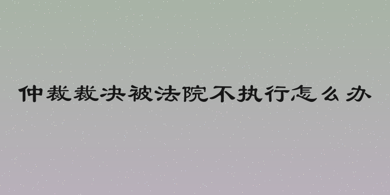 仲裁裁决被法院不执行怎么办