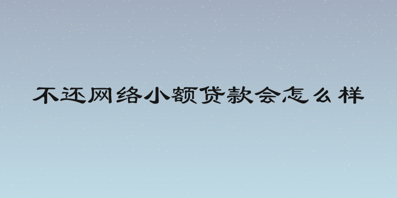 不还网络小额贷款会怎么样