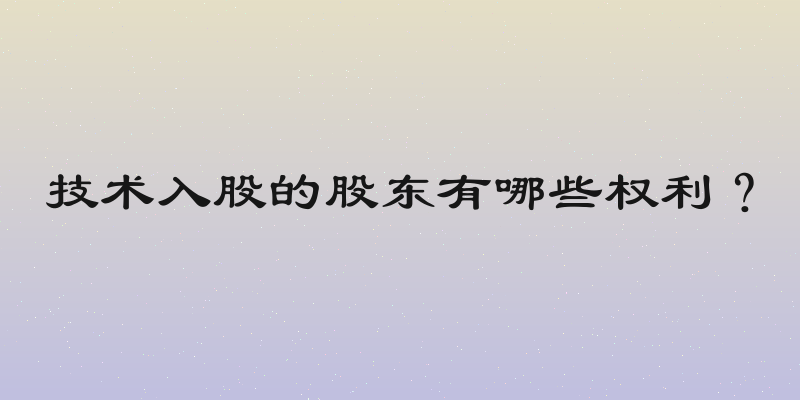 技术入股的股东有哪些权利？