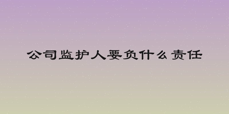 公司监护人要负什么责任