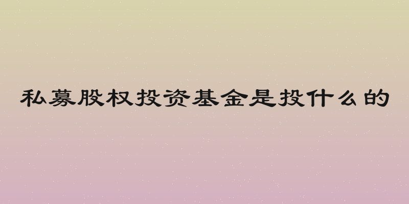 私募股权投资基金是投什么的