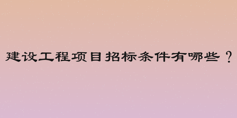 建设工程项目招标条件有哪些？
