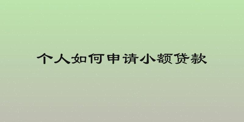 个人如何申请小额贷款