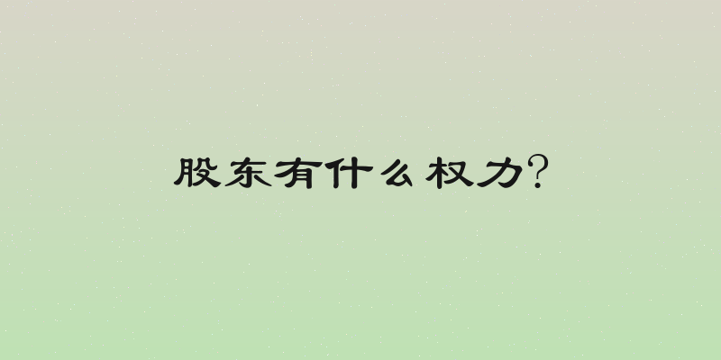 股东有什么权力?