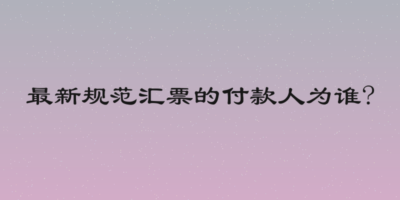 最新规范汇票的付款人为谁?