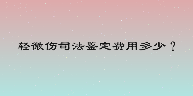 轻微伤司法鉴定费用多少？