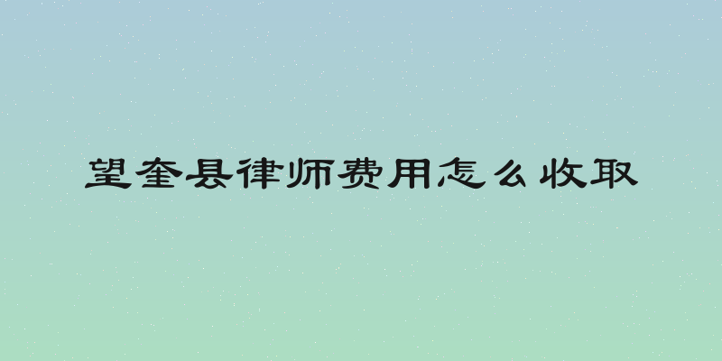望奎县律师费用怎么收取