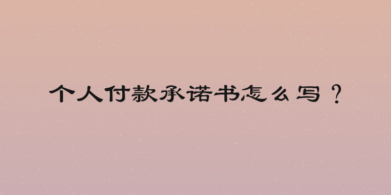 个人付款承诺书怎么写？