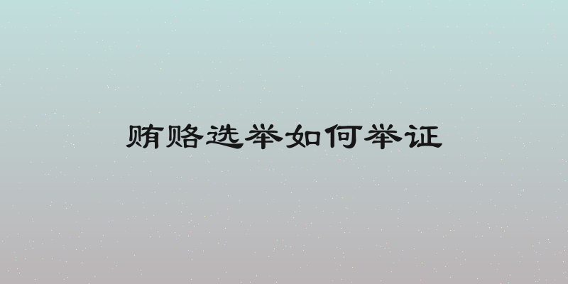 贿赂选举如何举证
