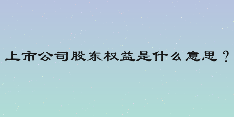 上市公司股东权益是什么意思？