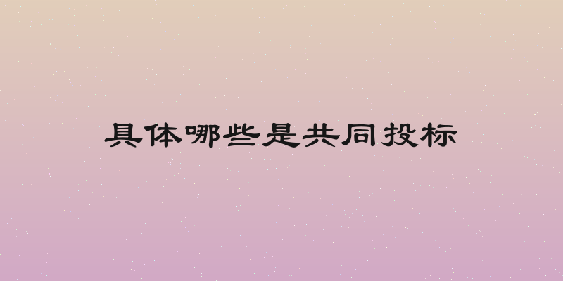具体哪些是共同投标