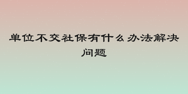 单位不交社保有什么办法解决问题