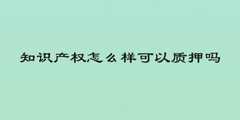 知识产权怎么样可以质押吗