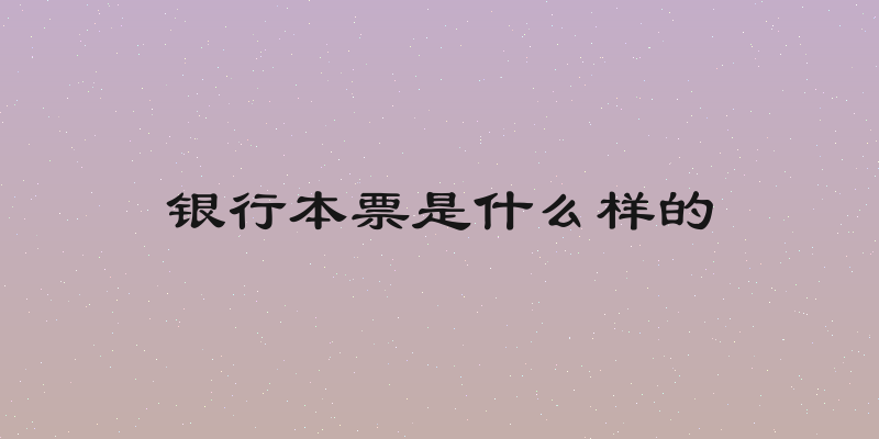银行本票是什么样的