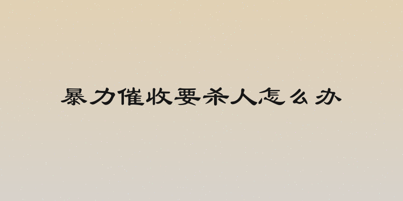 暴力催收要杀人怎么办
