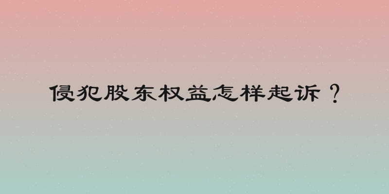 侵犯股东权益怎样起诉？