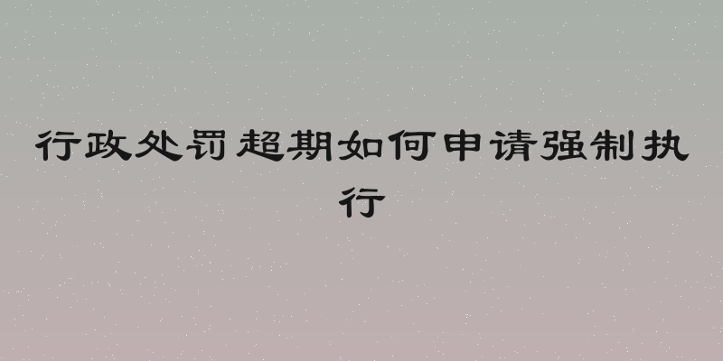 行政处罚超期如何申请强制执行